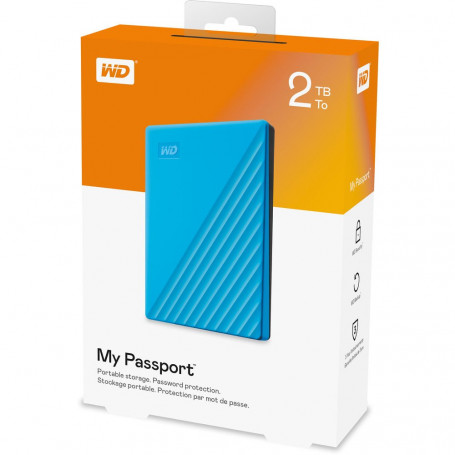 Western Digital My Passport 2To USB 3.0 Bleu - Disque dur et SSD externes | Infomax Paris