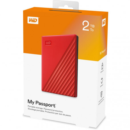 Western Digital My Passport 2To USB 3.0 Rouge - Disque dur et SSD externes | Infomax Paris