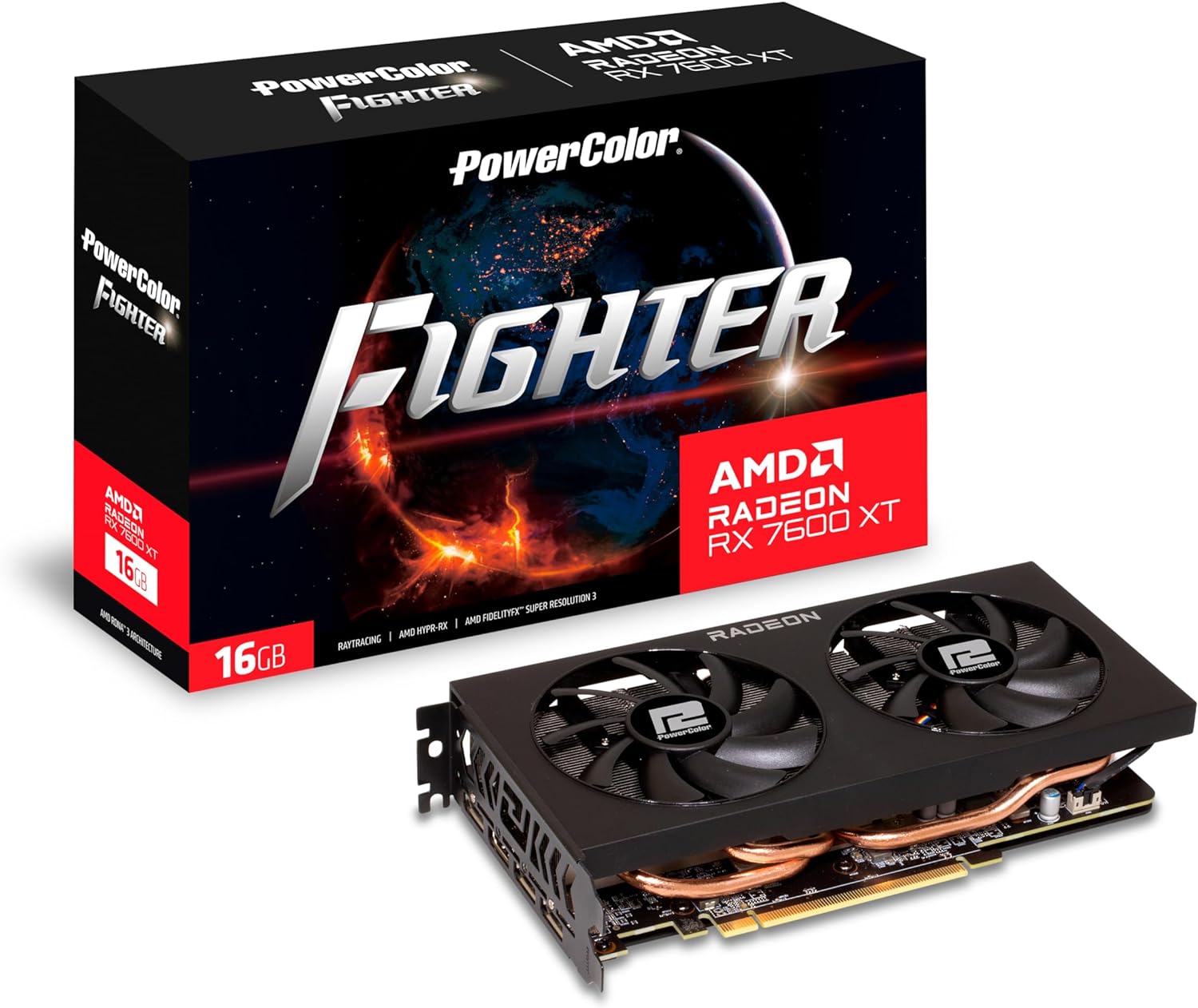 POWERCOLOR  Radeon RX 7600 XT Fighter 16Go / GB DDR6 Carte Graphique