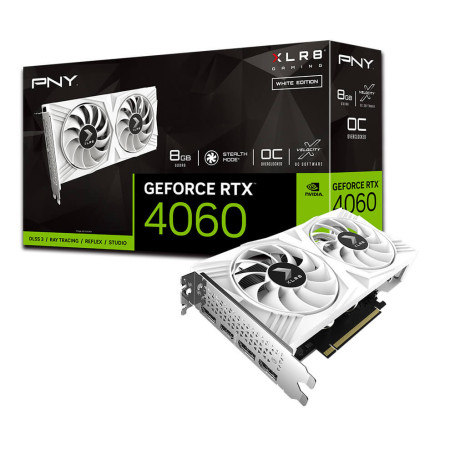 PNY GeForce RTX 4060 8GB XLR8 Gaming VERTO OC Dual Fan - White