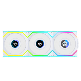 Lian Li Uni Fan SL 120 LCD Reverse ARGB Wireless pack de 3 - Blanc