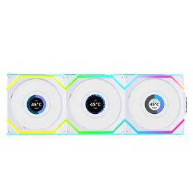 Lian Li Uni Fan SL 120 LCD ARGB Wireless pack de 3 - Blanc - Ventilateur PC Gamer | Infomax Paris